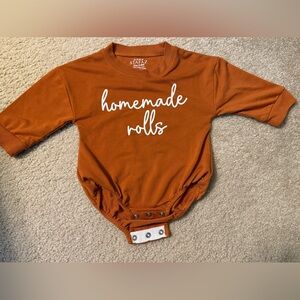 Homemade Rolls Rust Orange Bubble Romper Onesie 3-6 months
